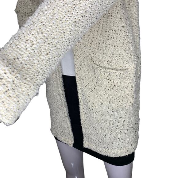 Paper Crane Cardigan Size S Two Front Pockets Cream with Blue Speckles - Picture 4 of 10
